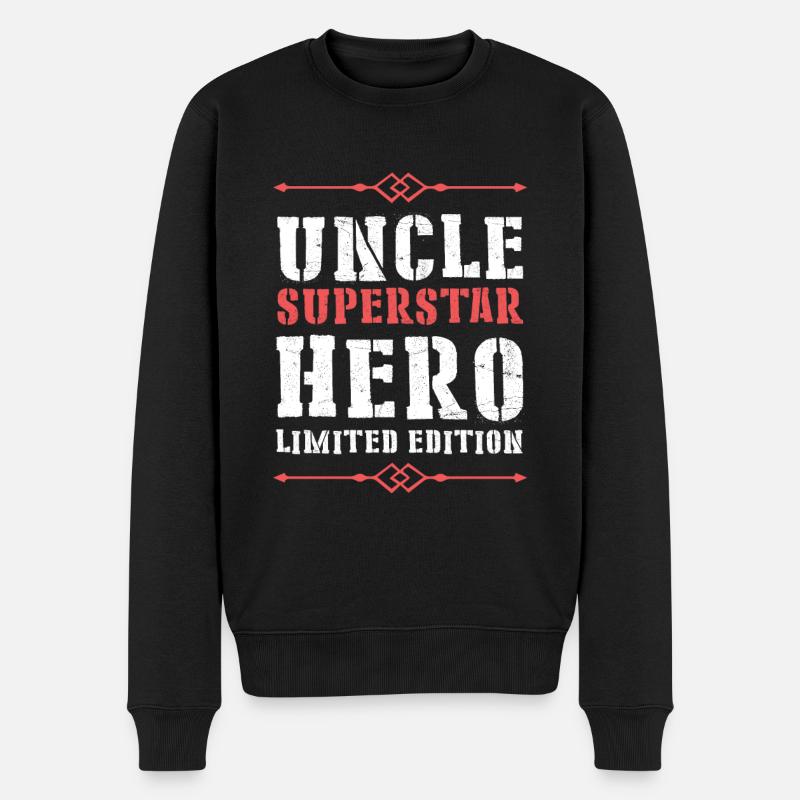 Bester Onkel Held Spruch - Männer Premium Bio Pullover - Schwarz