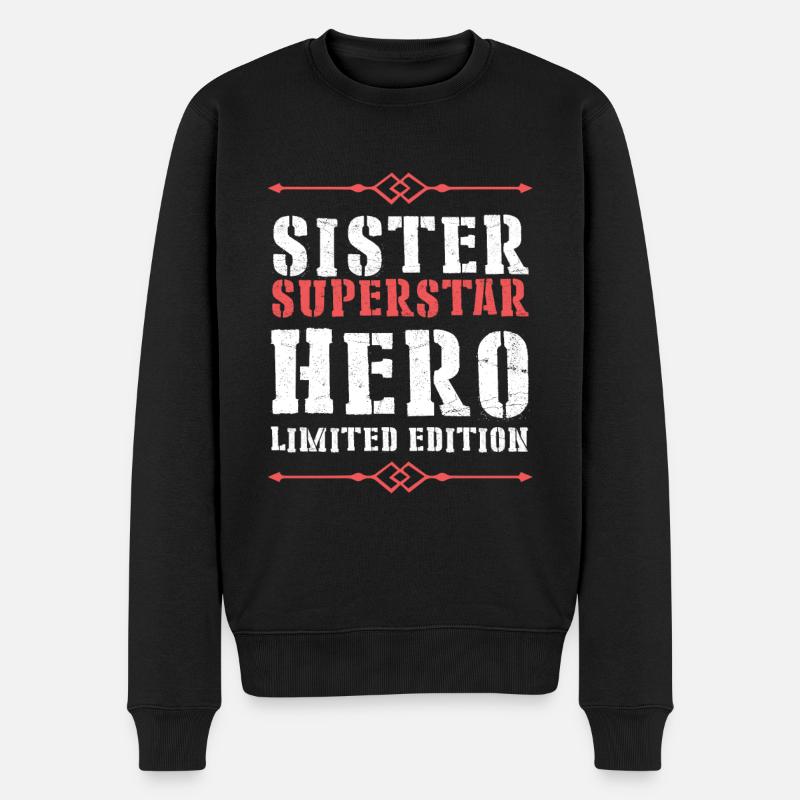 Beste Schwester Heldin Spruch - Männer Premium Bio Pullover - Schwarz