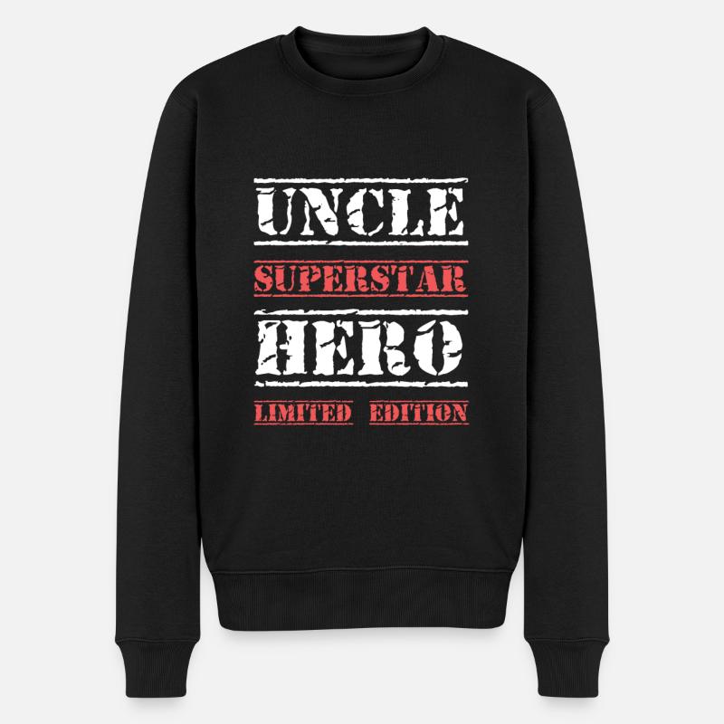 Bester Onkel Star Spruch - Männer Premium Bio Pullover - Schwarz
