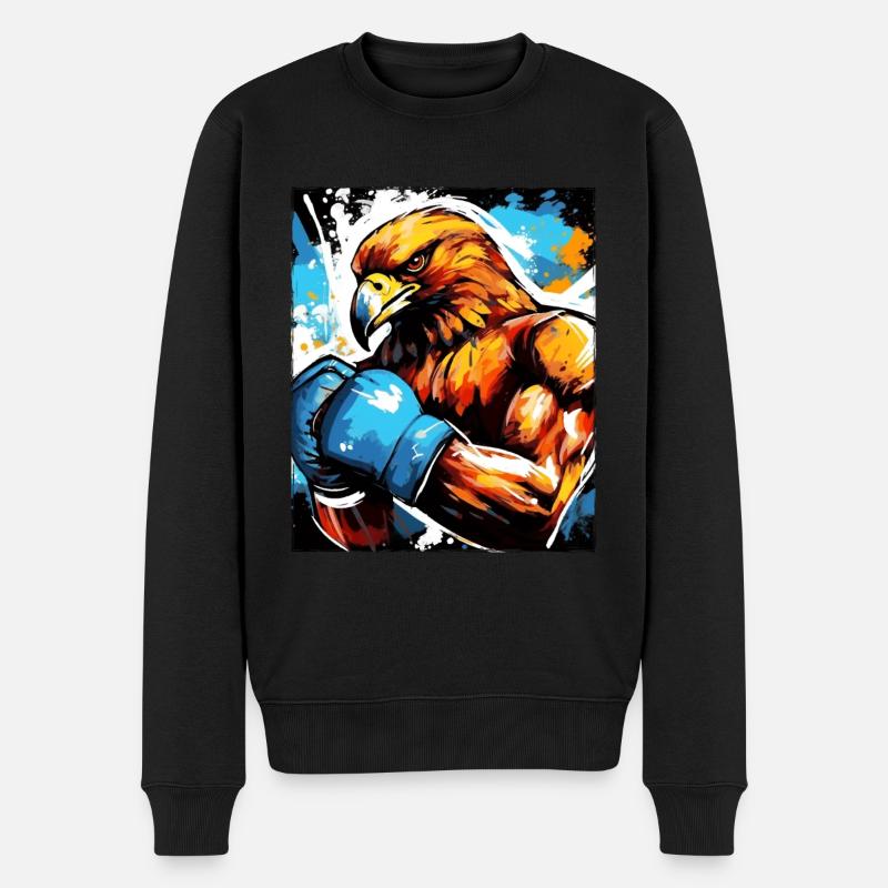 Adler Tier Boxer Kämpfer - Männer Premium Bio Pullover - Schwarz