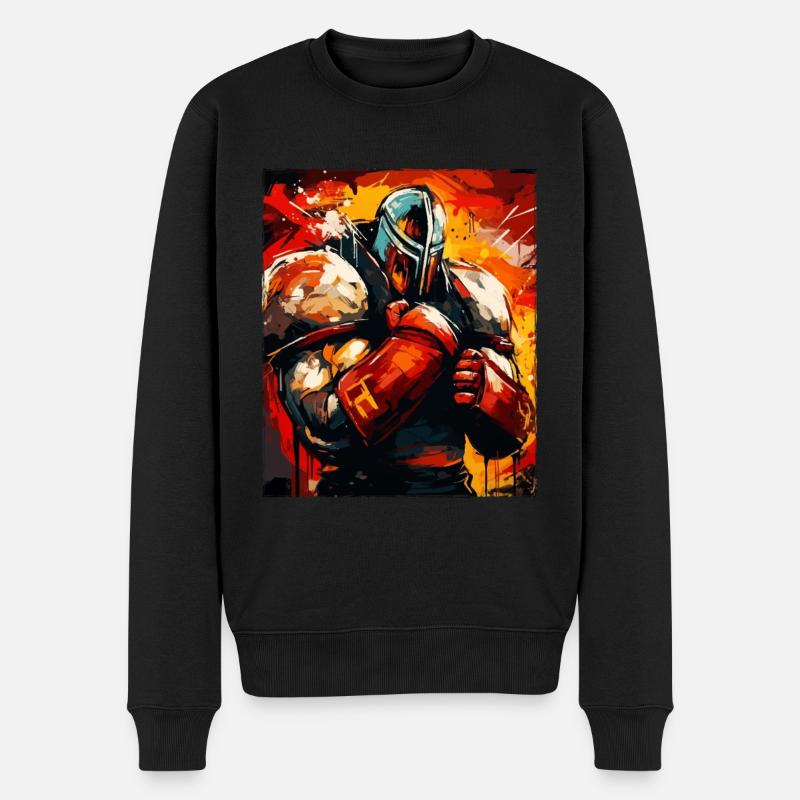 Ritter Boxer Kämpfer - Männer Premium Bio Pullover - Schwarz