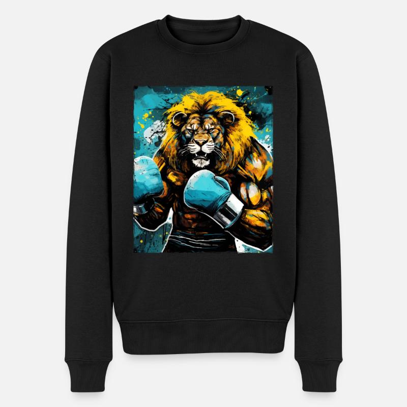 Löwe Boxer Kämpfer - Männer Premium Bio Pullover - Schwarz