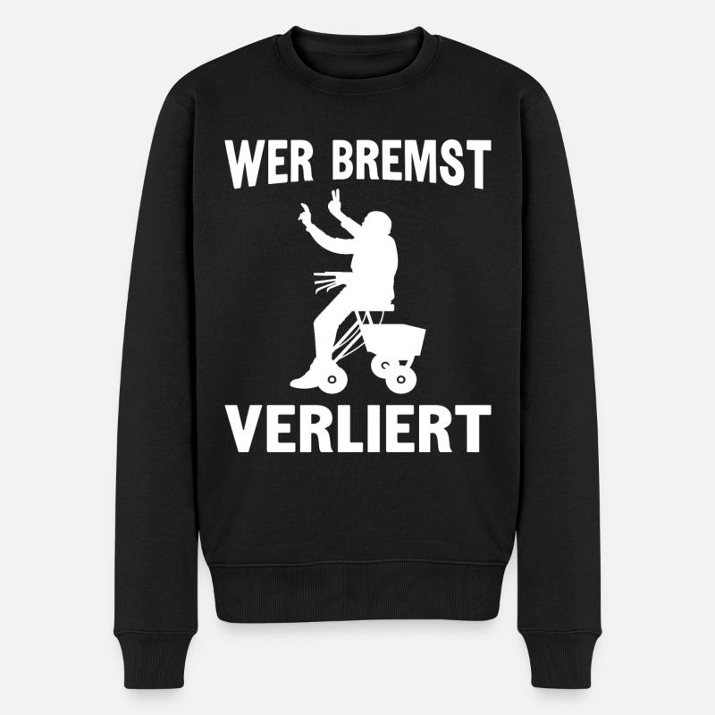 Wer bremst verliert Rollator elektrisch Gehwagen - Männer Premium Bio Pullover - Schwarz