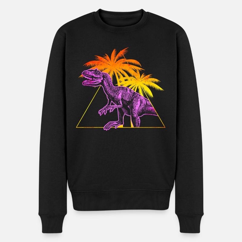 Dinosaure Allosaurus Vaporwave - Pull Premium bio Homme - noir