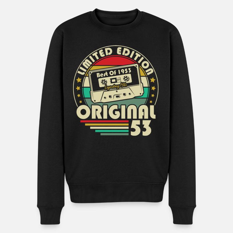 Geboren 1953 Vintage Geburtstag Retro Original Geschenk - Männer Premium Bio Pullover - Schwarz