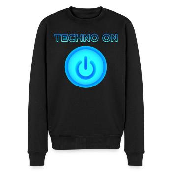 Techno On | The Power of Techno - Men's Premium Organic Jumper - black - Front - Nico (187cm)