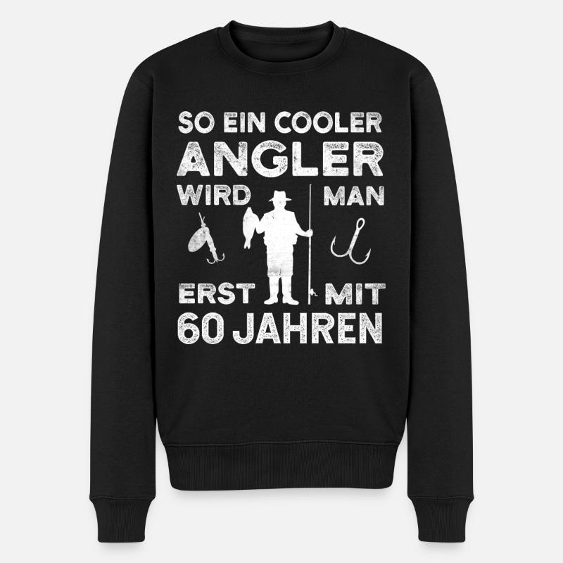 Angler und Angeln 60 Geburtstag 60 Jahre Sprüche - Männer Premium Bio Pullover - Schwarz