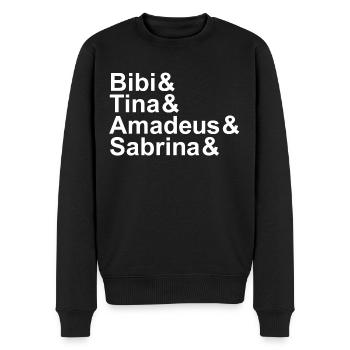 Bibi&Tina&Amadeus&Sabrina&DEIN NAME weiß - Männer Premium Bio Pullover - Schwarz - Vorne - Nico (187cm)