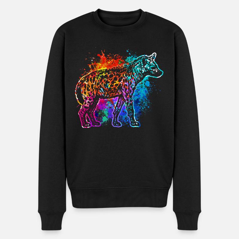 Bunte Hyäne - Männer Premium Bio Pullover - Schwarz