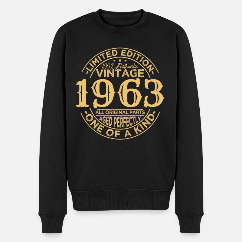 Vintage 1963 Retro Geburtstag Geschenk 1963 - Männer Premium Bio Pullover - Schwarz