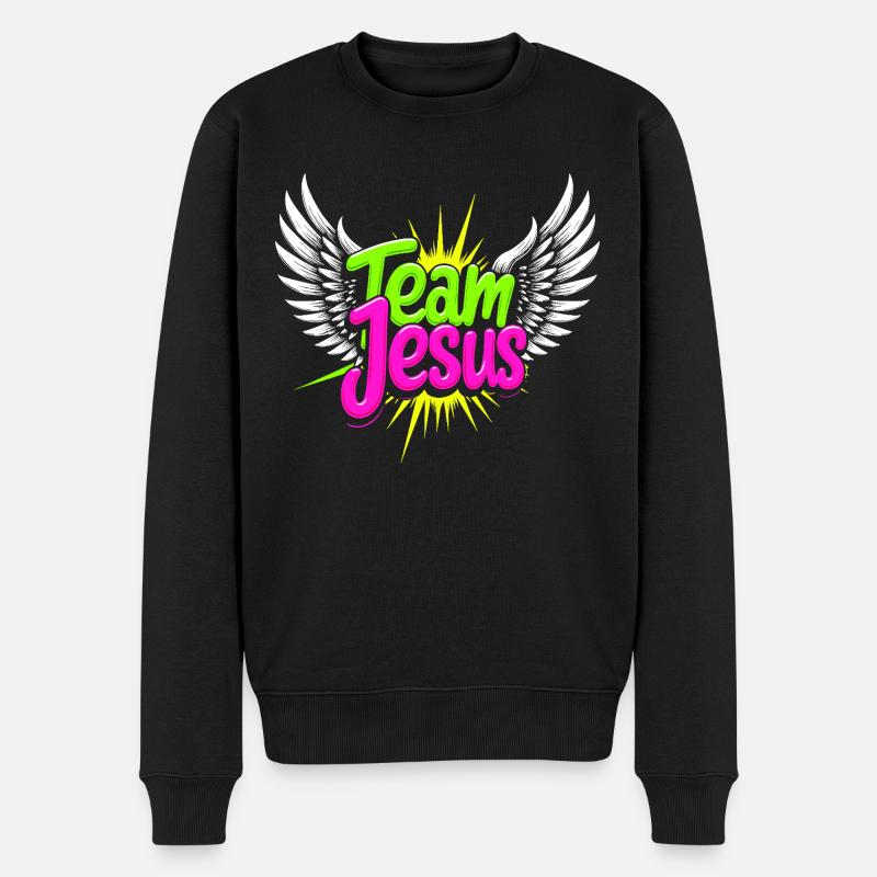 Team Jesus Graffiti Style Christliches T-Shirt - Männer Premium Bio Pullover - Schwarz