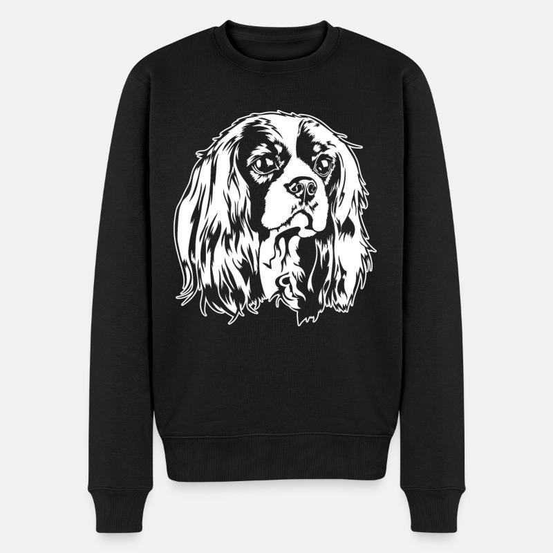 CAVALIER KING CHARLES SPANIEL Hundeportrait Hunde - Männer Premium Bio Pullover - Schwarz