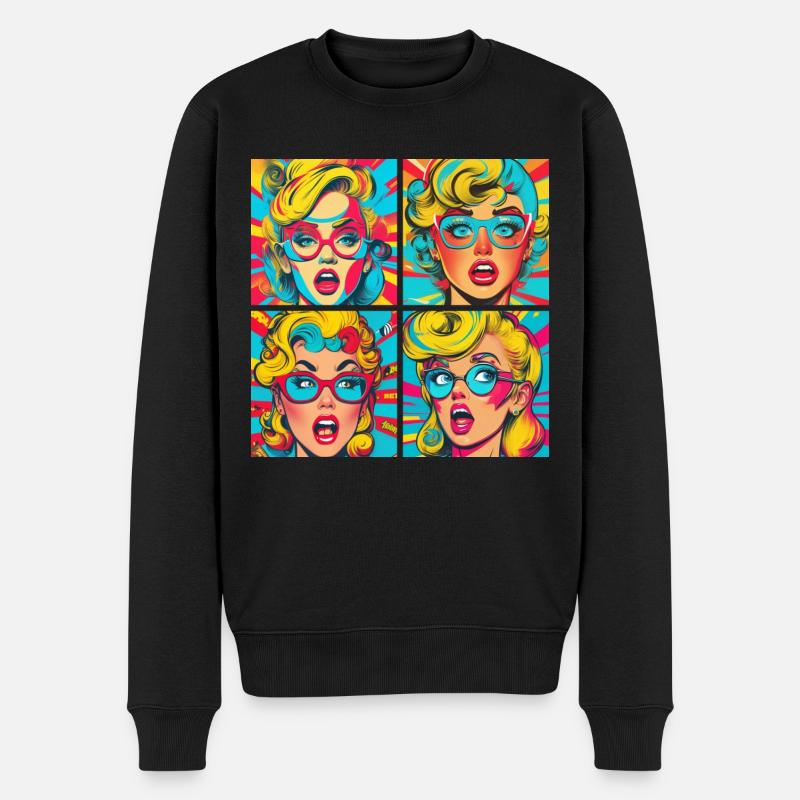 Lustige Pop-Art - Männer Premium Bio Pullover - Schwarz