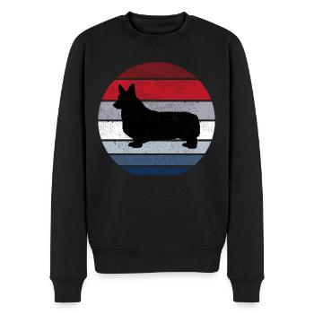 Corgi race chien reine rétro animal spirituel - Pull Premium bio Homme - noir - Devant - Nico (187cm)