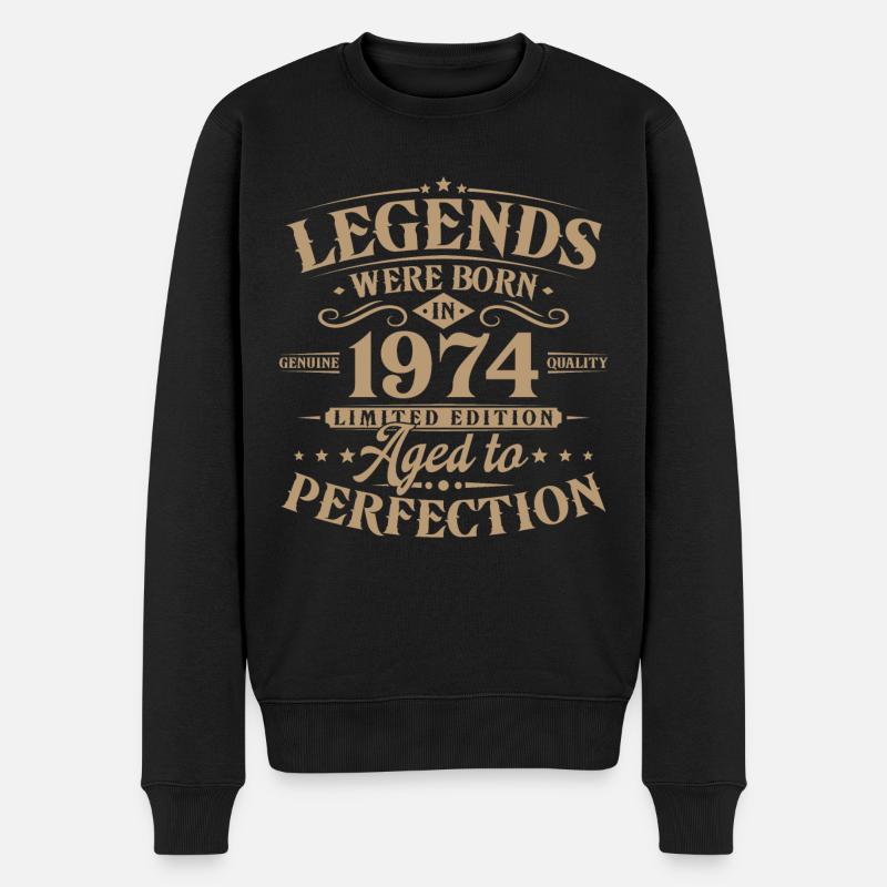 Jahrgang 1974 geboren Legenden Geburtstag Geschenk - Männer Premium Bio Pullover - Schwarz
