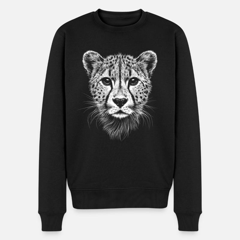 Gepard Portrait Safari Afrika Tiere Tier - Männer Premium Bio Pullover - Schwarz
