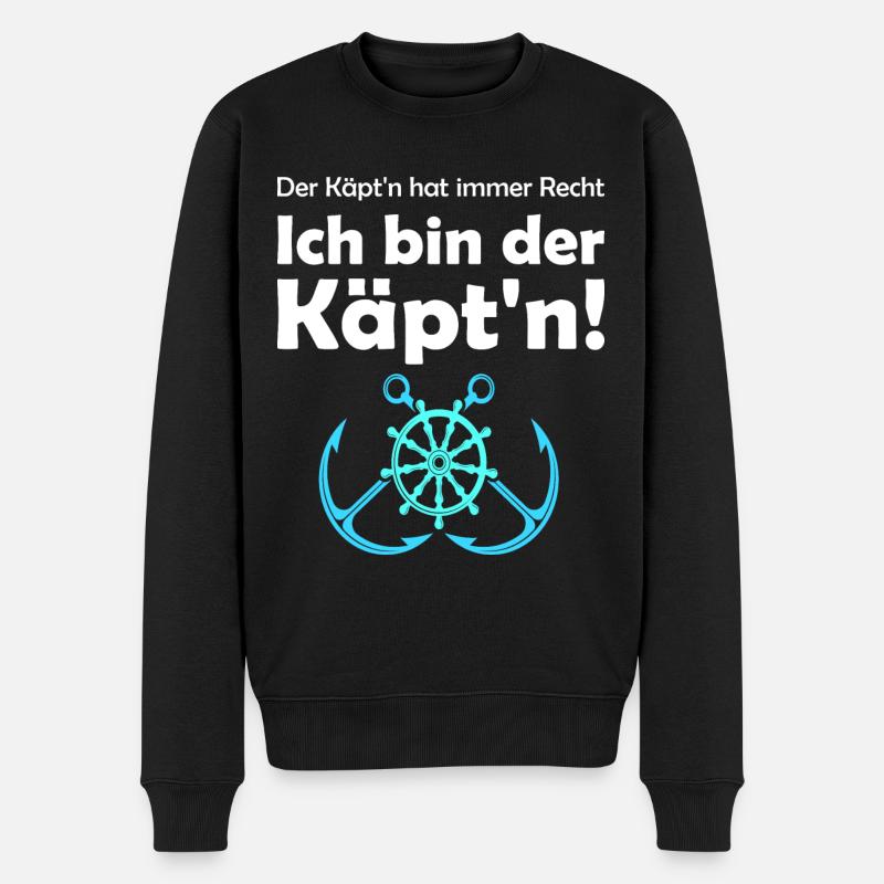Kapitän maritime maritim Boot Geschenk - Männer Premium Bio Pullover - Schwarz