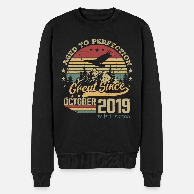 5 Jahre Bis zur Perfektion gereift geboren: Oktober 2019 - Männer Premium Bio Pullover - Schwarz