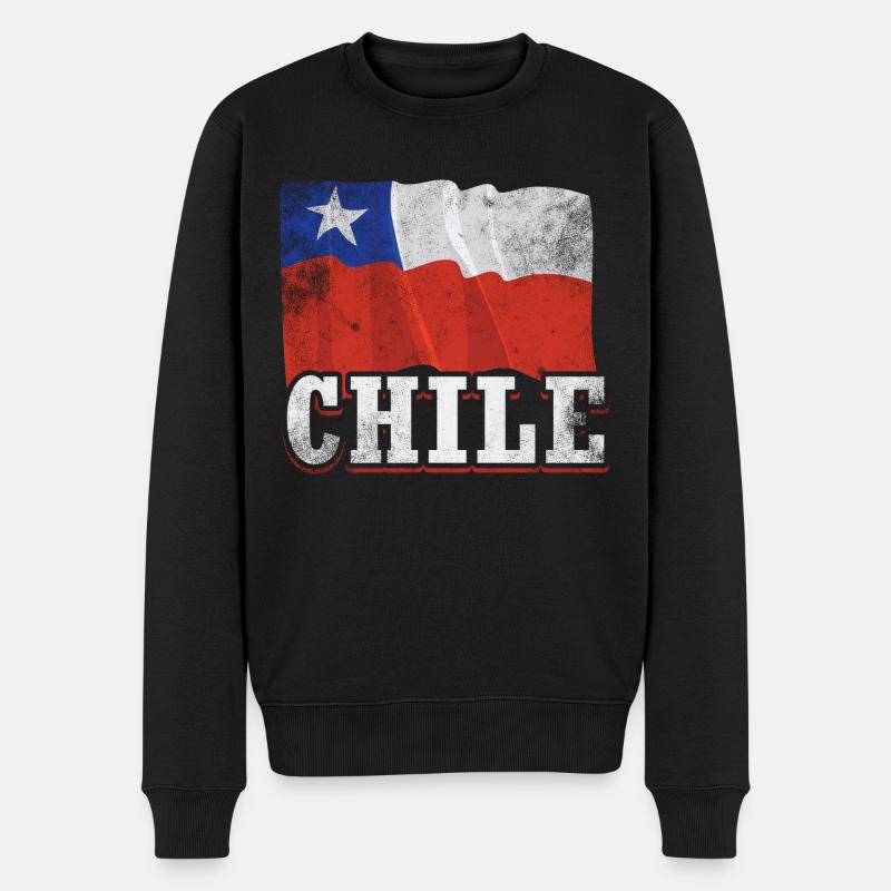 Chile Flagge - Männer Premium Bio Pullover - Schwarz