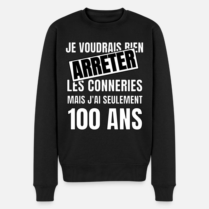 100 ans - Pull Premium bio Homme - noir