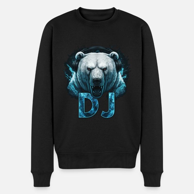 DJ Eisbär eisig - Männer Premium Bio Pullover - Schwarz