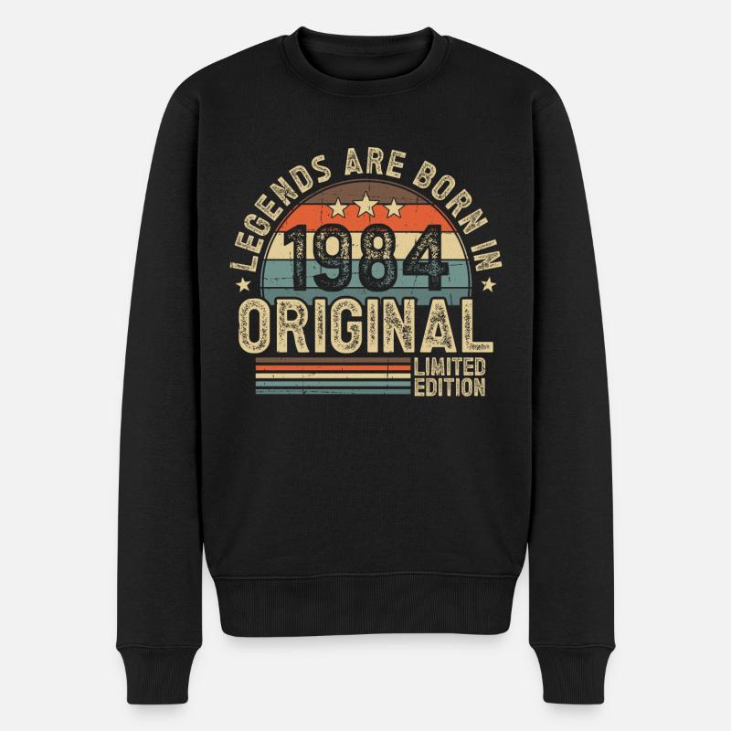 1984 Jahrgang geboren Legenden Vintage Geburtstag - Männer Premium Bio Pullover - Schwarz