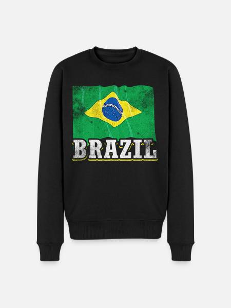 Drapeau du Brésil - Pull Premium bio Homme - noir