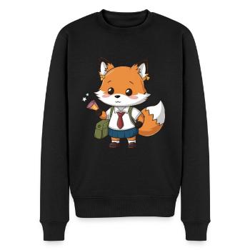 Kawaii Fuchs mit traditioneller Schuluniform - Männer Premium Bio Pullover - Schwarz - Vorne - Nico (187cm)