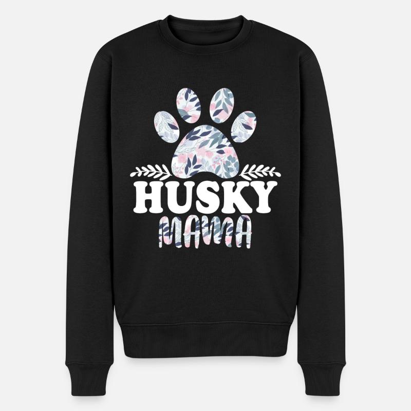 Husky Mama - Männer Premium Bio Pullover - Schwarz