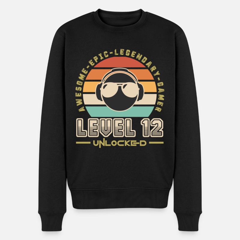 Stufe 12 - Männer Premium Bio Pullover - Schwarz