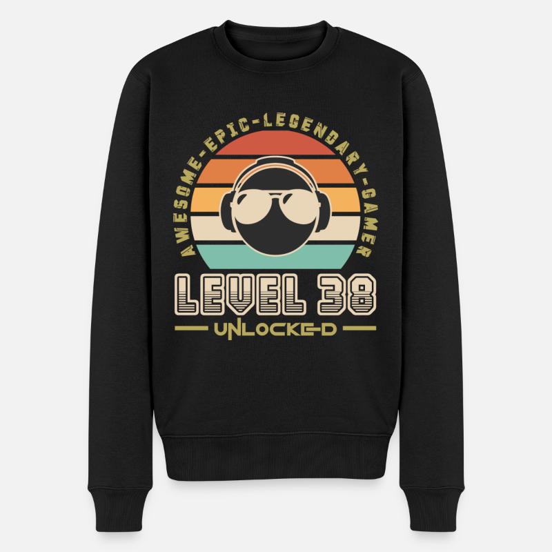 Stufe 38 - Männer Premium Bio Pullover - Schwarz