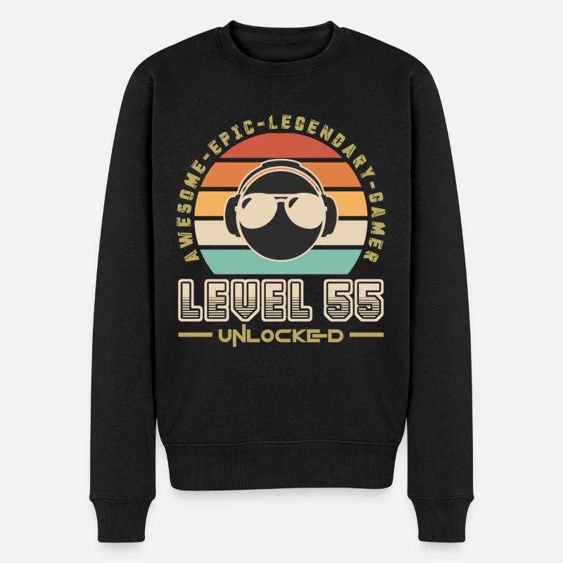 Stufe 55 - Männer Premium Bio Pullover - Schwarz