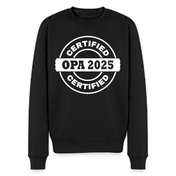 opa 2025 - Männer Premium Bio Pullover - Schwarz - Vorne - Nico (187cm)
