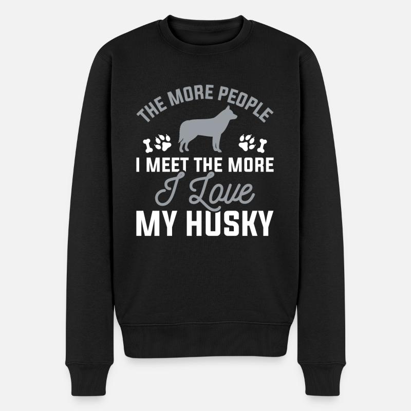 Ich liebe meinen Husky - Männer Premium Bio Pullover - Schwarz