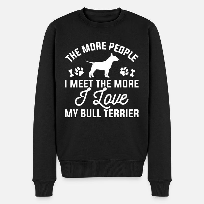Ich liebe meinen Bullterrier - Männer Premium Bio Pullover - Schwarz