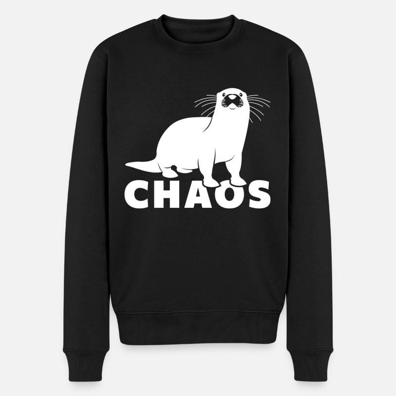 Otter-Chaos - Männer Premium Bio Pullover - Schwarz