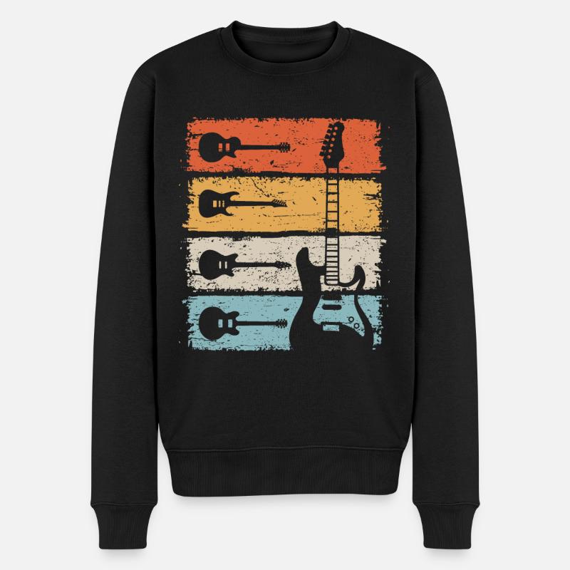 Guitare Rétro Electrique Guitariste - Pull Premium bio Homme - noir