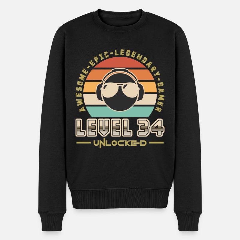 Stufe 34 - Männer Premium Bio Pullover - Schwarz