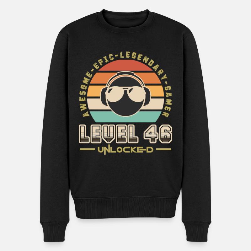 Stufe 46 - Männer Premium Bio Pullover - Schwarz