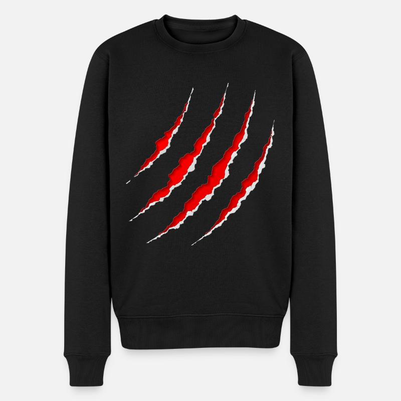 griffes rayures - Pull Premium bio Homme - noir