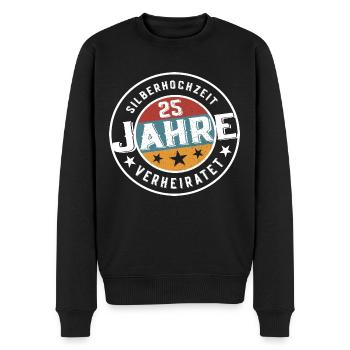 Silberhochzeit 25 Jahre Verheiratet Hochzeit - Männer Premium Bio Pullover - Schwarz - Vorne - Nico (187cm)