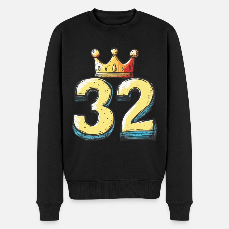 32 Nombre Couronne - Pull Premium bio Homme - noir