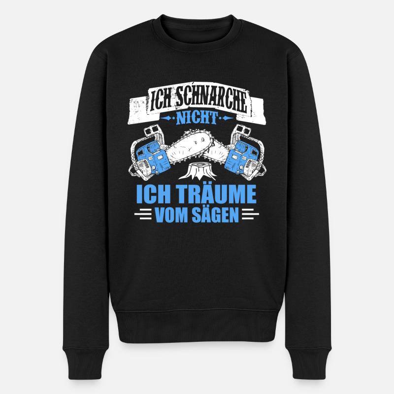 HOLZ / KETTENSÄGE / FÖRSTER / WALD / HOLZFÄLLER - Männer Premium Bio Pullover - Schwarz
