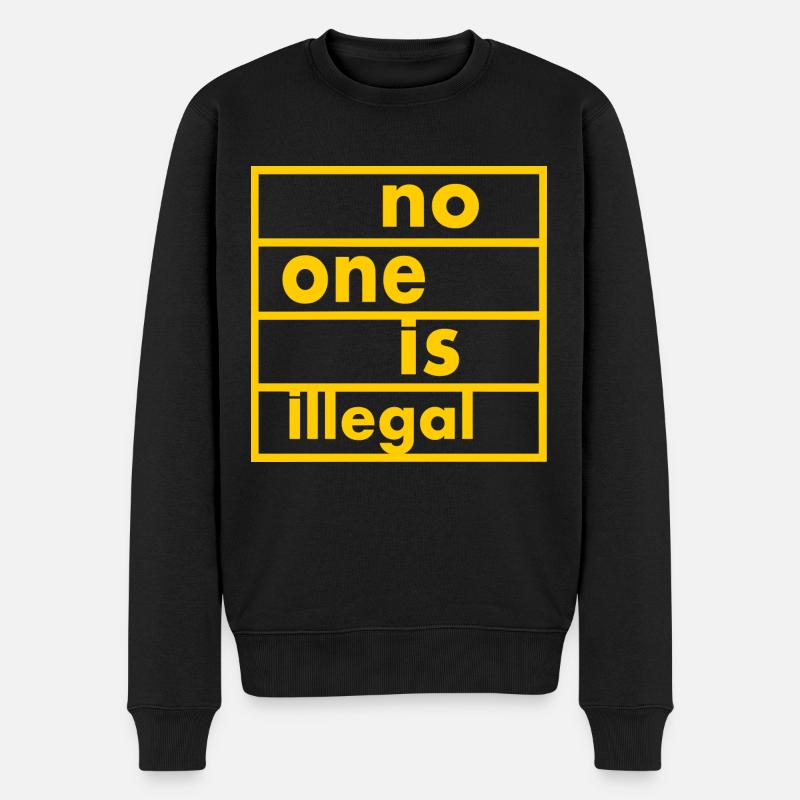 No one is illegal - Männer Premium Bio Pullover - Schwarz