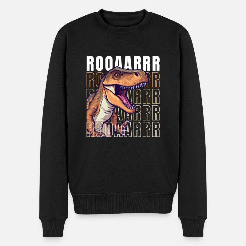 roaring T-Rex - Männer Premium Bio Pullover - Schwarz