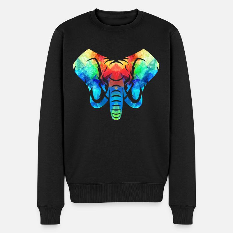 Bunter Elefant - Männer Premium Bio Pullover - Schwarz