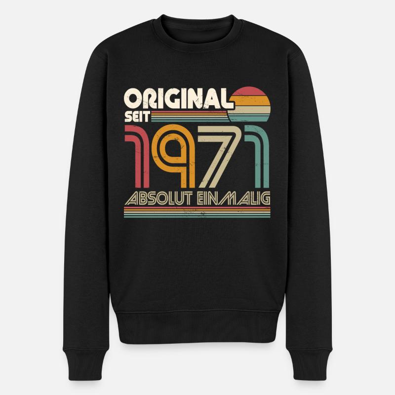 Jahrgang 1971 Retro Vintage Geburtstag - Männer Premium Bio Pullover - Schwarz