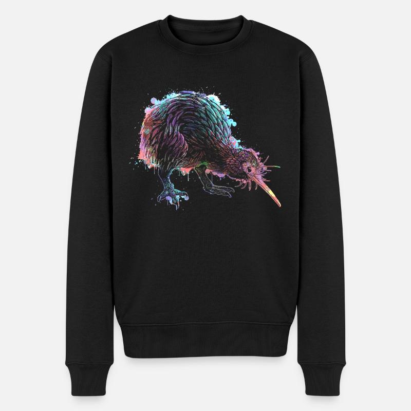 Kiwi Vogel - Männer Premium Bio Pullover - Schwarz