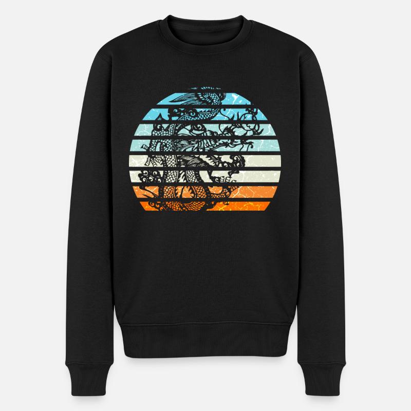 Chinesischer Drache - Männer Premium Bio Pullover - Schwarz