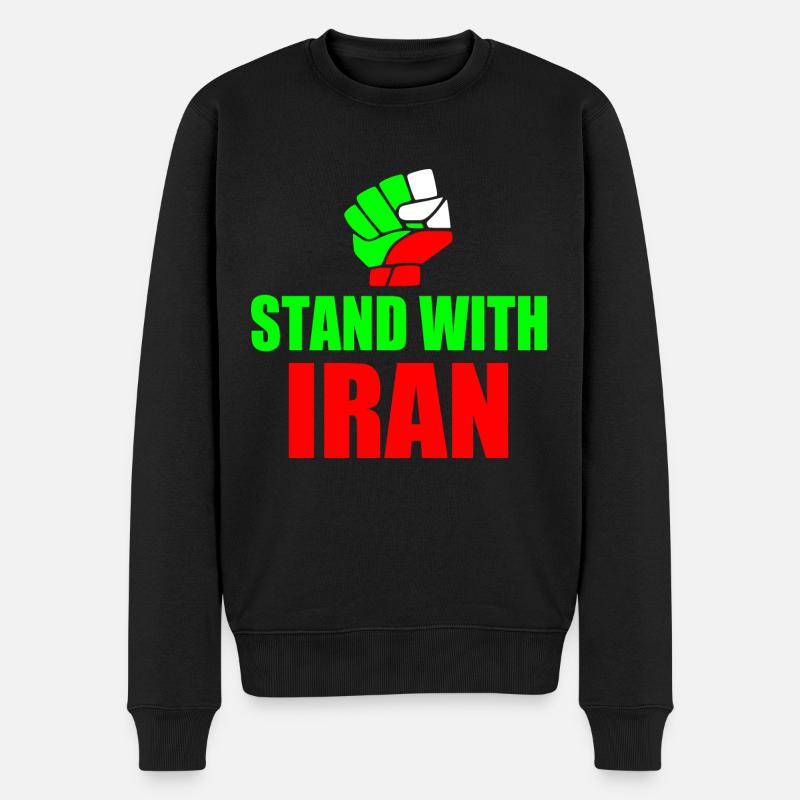 Stand with iran - Männer Premium Bio Pullover - Schwarz